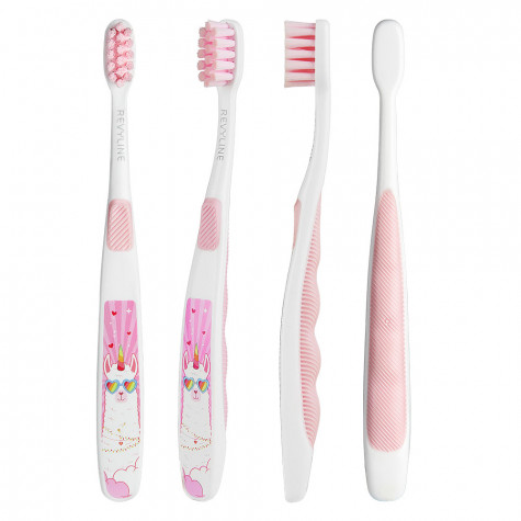Детская зубная щетка Revyline LamaKids, от 3 до 12 лет, розовая
