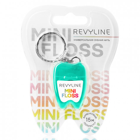 Зубная нить вощеная Revyline floss mini, полиэстер с бамбуковым углем, 15 м, бирюзовая